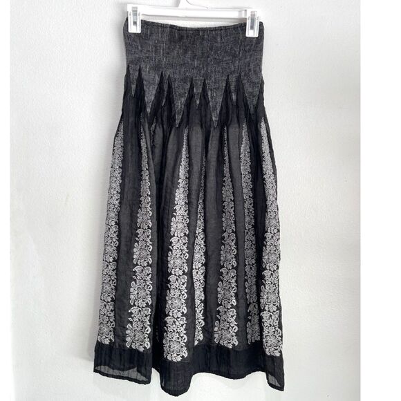 Lapiz pull on skirt VTG Y2K flare smocked convertible floral women one size - Picture 2 of 5